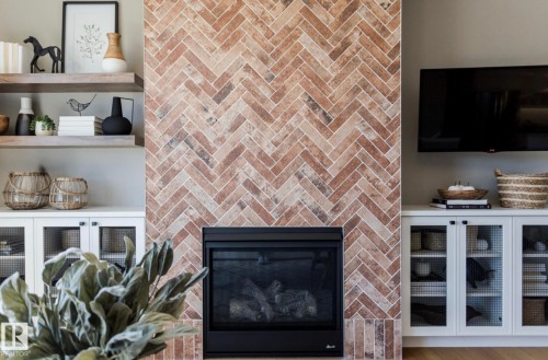 100 Redpoll Wynd, St. Albert, AB - Indoor Photo Showing Living Room With Fireplace