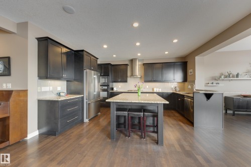 3825 Agar Green, Edmonton, AB - Indoor Photo Showing Kitchen With Stainless Steel Kitchen With Upgraded Kitchen