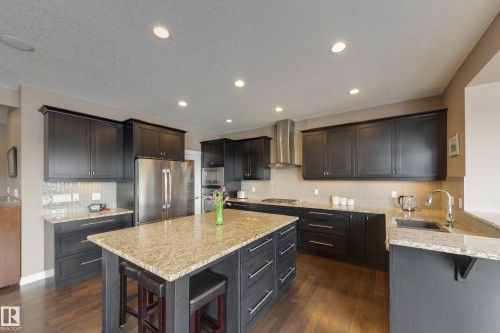 3825 Agar Green, Edmonton, AB - Indoor Photo Showing Kitchen With Stainless Steel Kitchen With Upgraded Kitchen