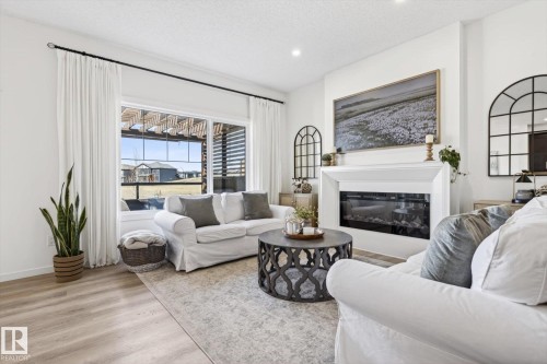 67 Prospect Place, Spruce Grove, AB - Indoor Photo Showing Living Room With Fireplace