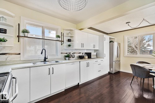 11334 52 Street, Edmonton, AB - Indoor Photo Showing Kitchen With Double Sink