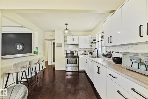 11334 52 Street, Edmonton, AB - Indoor Photo Showing Kitchen With Double Sink