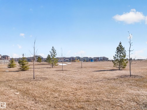 An expansive open field with scattered evergreen and deciduous trees, offering distant views of residential properties - 124 148 Ebbers Boulevard, Edmonton, AB - Outdoor With View
