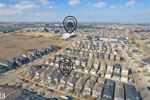 Aerial view showcasing the residential area with various properties and surrounding landscape - 4016 Allan Crescent, Edmonton, AB - Outdoor With View