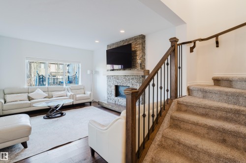 17539 61 Street, Edmonton, AB - Indoor Photo Showing Living Room With Fireplace