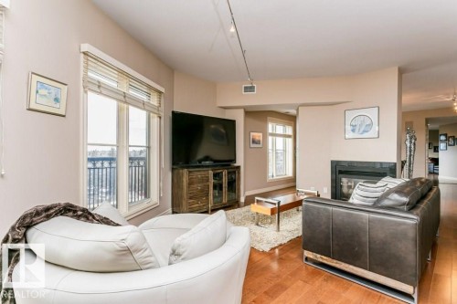 504 10108 125 Street, Edmonton, AB - Indoor Photo Showing Living Room With Fireplace