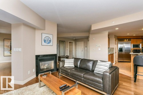 504 10108 125 Street, Edmonton, AB - Indoor Photo Showing Living Room With Fireplace