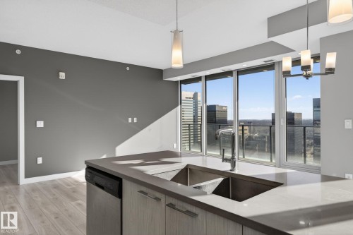 3104 10180 103 Street, Edmonton, AB - Indoor Photo Showing Kitchen With Double Sink
