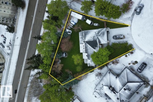 Aerial view of the property showcasing a large lawn area and mature trees - 101 Westridge Road, Edmonton, AB -  With View