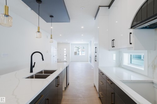 9707 157 St Nw, Edmonton, AB - Indoor Photo Showing Kitchen With Double Sink With Upgraded Kitchen