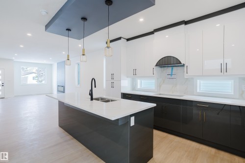 9707 157 St Nw, Edmonton, AB - Indoor Photo Showing Kitchen With Double Sink With Upgraded Kitchen