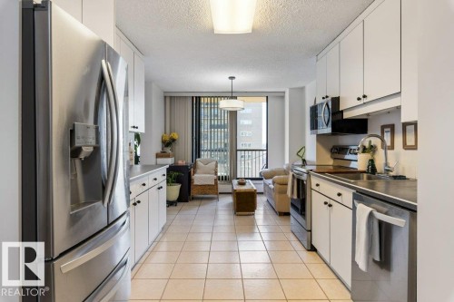 1403 9808 103 Street, Edmonton, AB - Indoor Photo Showing Kitchen With Double Sink