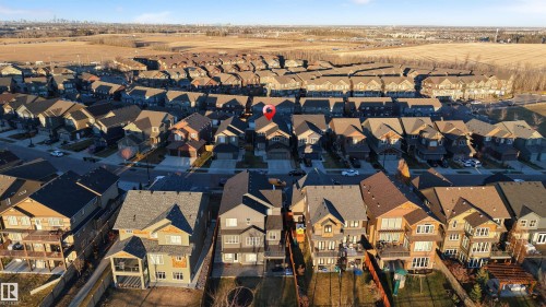 Aerial view of a residential neighborhood with a variety of architectural styles, featuring detached properties and townhomes - 1407 Graydon Hill Way, Edmonton, AB - Outdoor With View