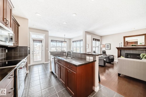 2326 Frezenberg Avenue, Edmonton, AB - Indoor Photo Showing Kitchen With Fireplace With Double Sink