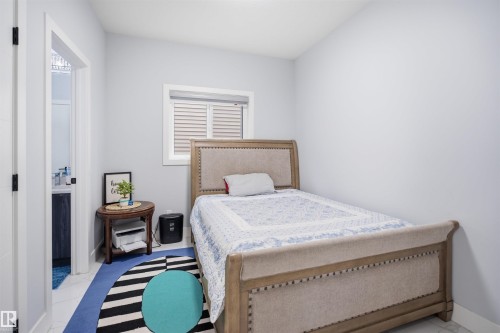 This room features light-colored walls and a window with horizontal blinds - 2420 13 Avenue, Edmonton, AB - Indoor Photo Showing Bedroom