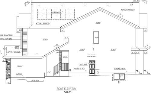 Architectural Drawing, Right Elevation. Illustrating the exterior design and material specifications for the property - 13112 186 Avenue, Edmonton, AB - Other