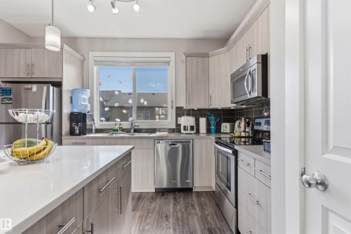 1227 Chappelle Boulevard, Edmonton, AB - Indoor Photo Showing Kitchen With Stainless Steel Kitchen With Upgraded Kitchen