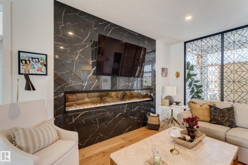 14717 92 Avenue, Edmonton, AB - Indoor Photo Showing Living Room With Fireplace