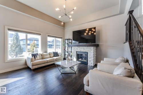 15907 18 Avenue, Edmonton, AB - Indoor Photo Showing Living Room With Fireplace