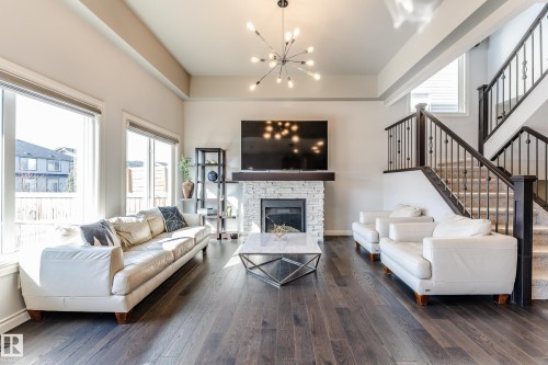 15907 18 Avenue, Edmonton, AB - Indoor Photo Showing Living Room With Fireplace