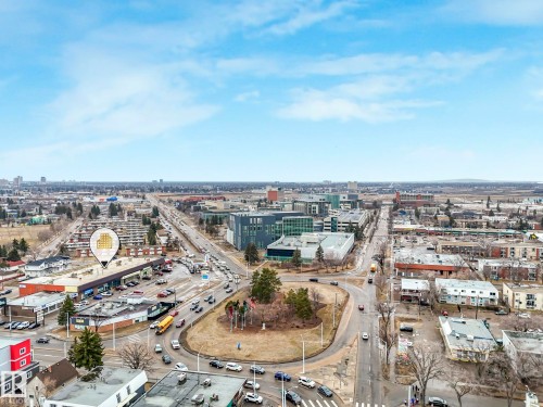 Aerial view showcasing the surrounding cityscape, roads, and various buildings - 12141 96 Street, Edmonton, AB - Outdoor With View