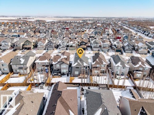 Aerial view showcasing the property within a structured residential neighbourhood - 17534 60A Street, Edmonton, AB - Outdoor With View