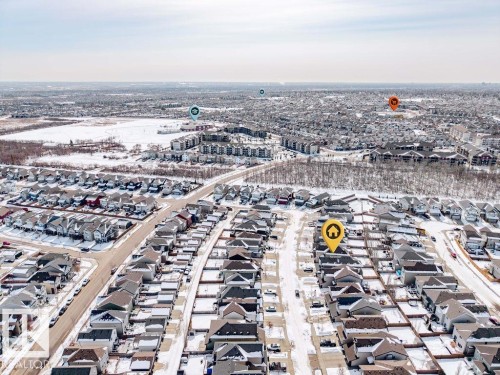 Aerial view of the neighborhood with residential properties and surrounding natural areas - 17534 60A Street, Edmonton, AB - Outdoor With View