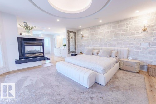 1144 119 Street, Edmonton, AB - Indoor Photo Showing Bedroom With Fireplace