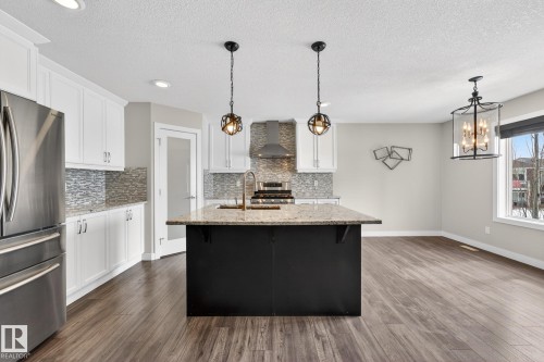 433 Meadowview Drive, Fort Saskatchewan, AB - Indoor Photo Showing Kitchen With Upgraded Kitchen