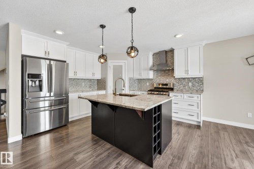 433 Meadowview Drive, Fort Saskatchewan, AB - Indoor Photo Showing Kitchen With Stainless Steel Kitchen With Upgraded Kitchen