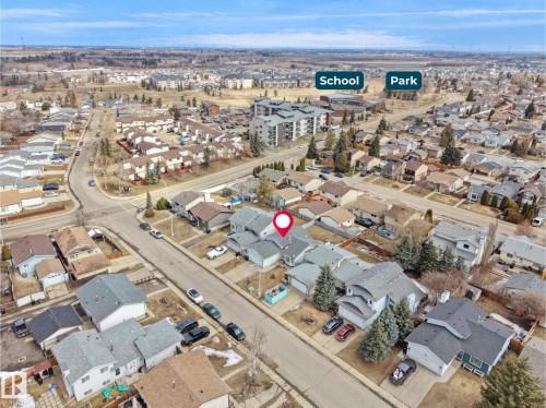 Aerial view showcasing the residential neighborhood with a variety of housing styles - 14523 32 Street, Edmonton, AB - Outdoor With View