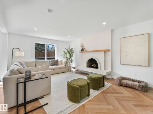 240 Westridge Road, Edmonton, AB - Indoor Photo Showing Living Room With Fireplace