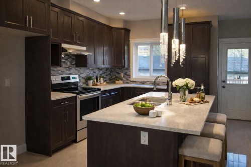 11903 37 Street, Edmonton, AB - Indoor Photo Showing Kitchen With Double Sink With Upgraded Kitchen