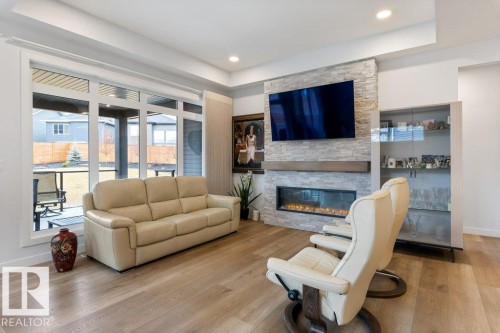 26 Red Crest Way, St. Albert, AB - Indoor Photo Showing Living Room With Fireplace