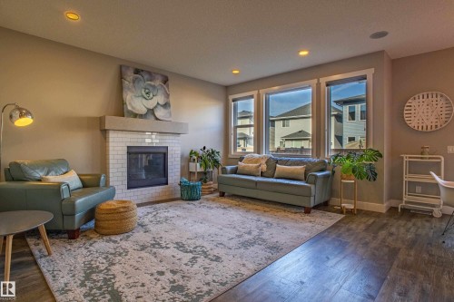 9815 225 Street, Edmonton, AB - Indoor Photo Showing Living Room With Fireplace