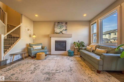 9815 225 Street, Edmonton, AB - Indoor Photo Showing Living Room With Fireplace