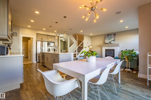9815 225 Street, Edmonton, AB - Indoor Photo Showing Dining Room With Fireplace