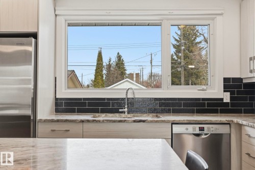 4111 121 Street, Edmonton, AB - Indoor Photo Showing Kitchen With Double Sink With Upgraded Kitchen