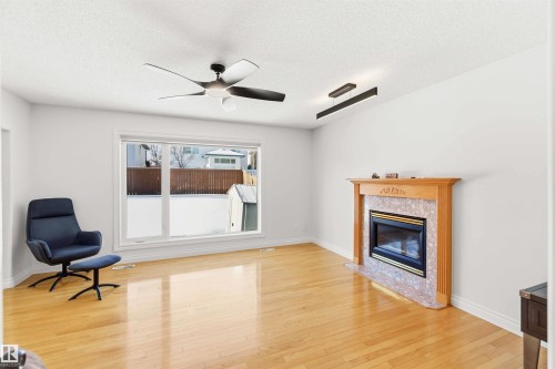 1324 116 Street, Edmonton, AB - Indoor Photo Showing Living Room With Fireplace
