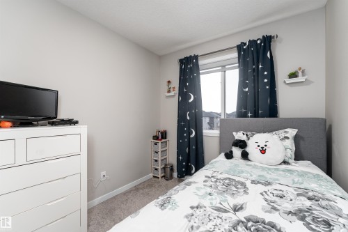 This room features light-colored walls and grey carpet flooring - 22742 95A Ave, Edmonton, AB - Indoor Photo Showing Bedroom