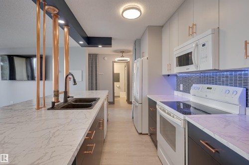 409 10883 Saskatchewan Drive, Edmonton, AB - Indoor Photo Showing Kitchen With Double Sink