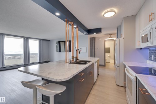 409 10883 Saskatchewan Drive, Edmonton, AB - Indoor Photo Showing Kitchen With Double Sink
