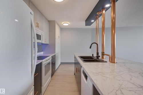 409 10883 Saskatchewan Drive, Edmonton, AB - Indoor Photo Showing Kitchen With Double Sink With Upgraded Kitchen
