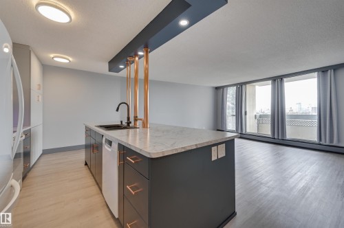 409 10883 Saskatchewan Drive, Edmonton, AB - Indoor Photo Showing Kitchen With Double Sink