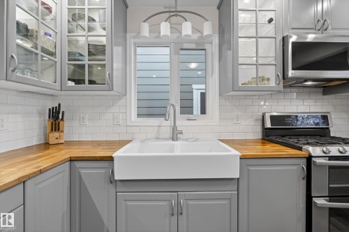 10328 76 Street, Edmonton, AB - Indoor Photo Showing Kitchen With Double Sink