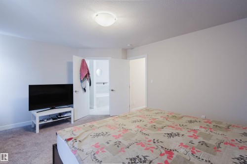 The property features light-colored walls and carpet flooring, along with a ceiling-mounted light fixture - 2878 Koshal Crescent, Edmonton, AB - Indoor Photo Showing Bedroom