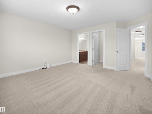 Spacious room featuring light-colored walls, neutral carpeting, and a ceiling-mounted light fixture - 8361 Shaske Crescent, Edmonton, AB - Indoor Photo Showing Other Room