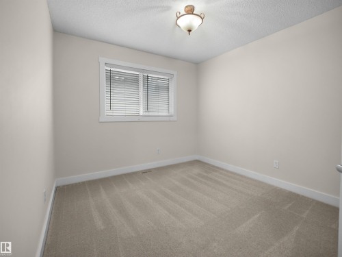This room features neutral-toned carpet, a window with blinds, and a ceiling light fixture - 8361 Shaske Crescent, Edmonton, AB - Indoor Photo Showing Other Room