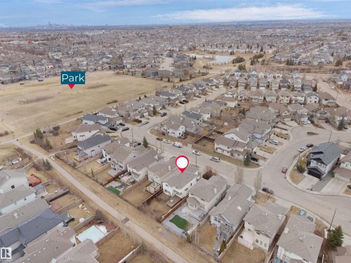 Aerial view showcasing the property within a residential neighborhood - 8361 Shaske Crescent, Edmonton, AB -  With View