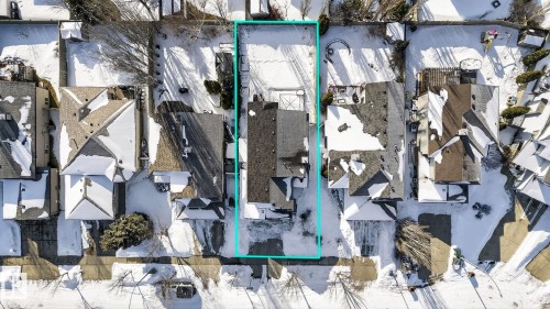 Aerial view of the property, showcasing its rectangular lot and a spacious yard - 19 Escada Close, St. Albert, AB - Outdoor